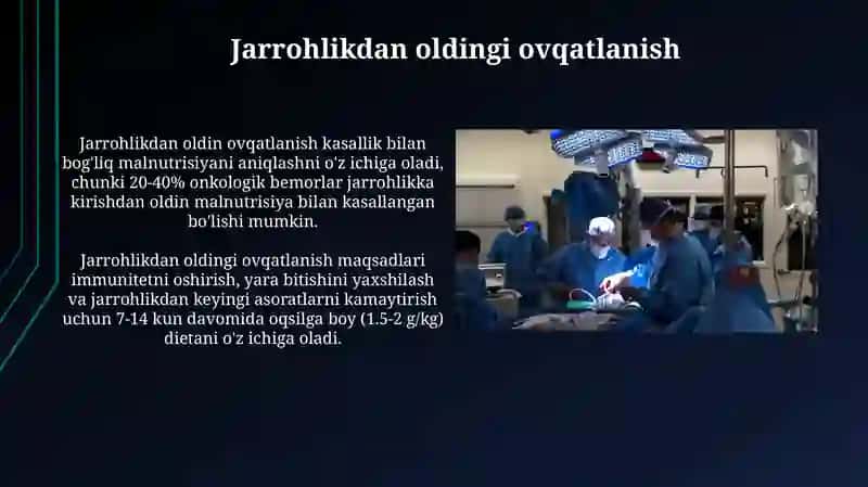 Jarrohlik onkologik bemorlarni parvarish qilish xirurgik 4