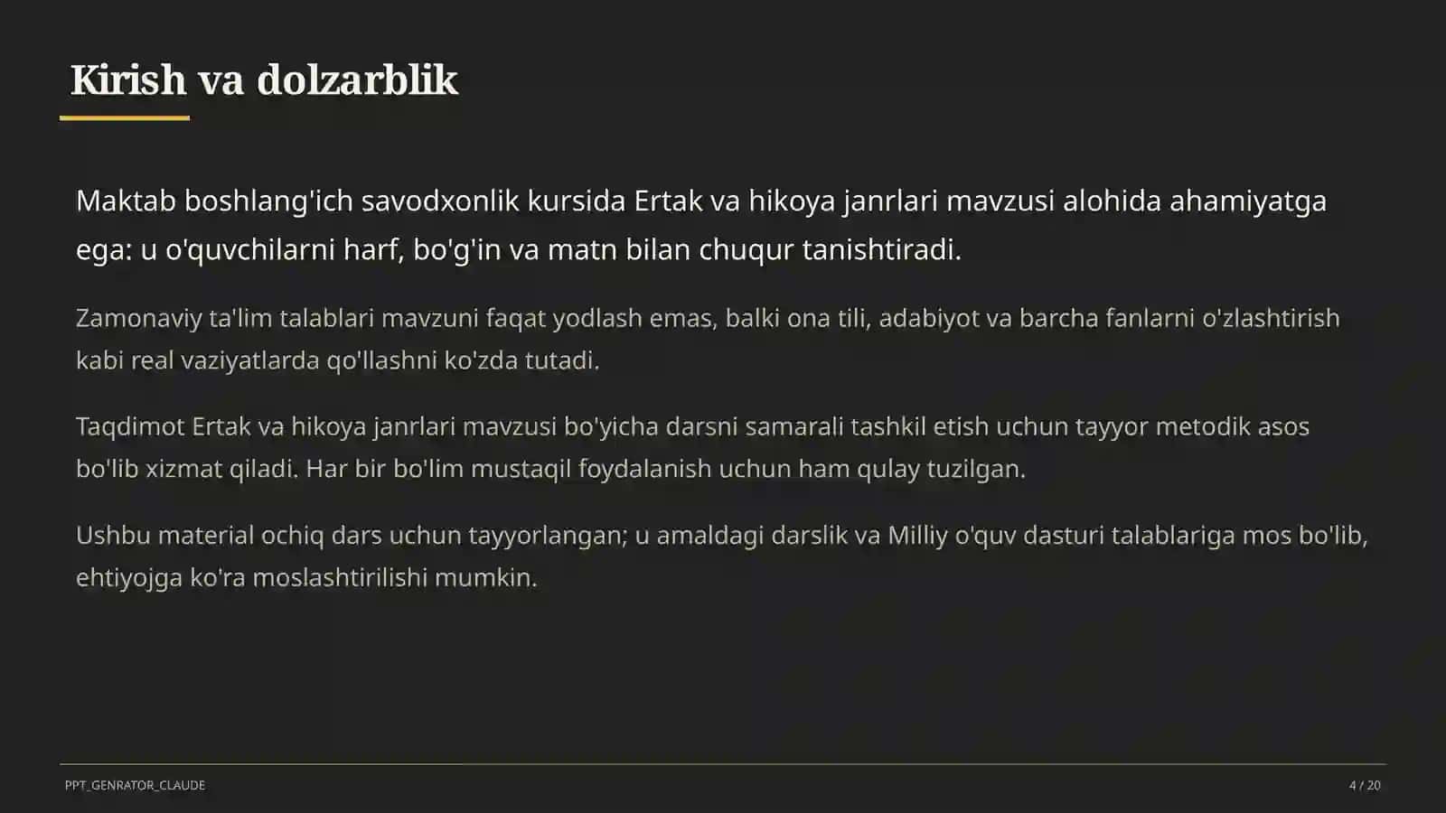 Ertak va hikoya janrlari (4-sinf) 4