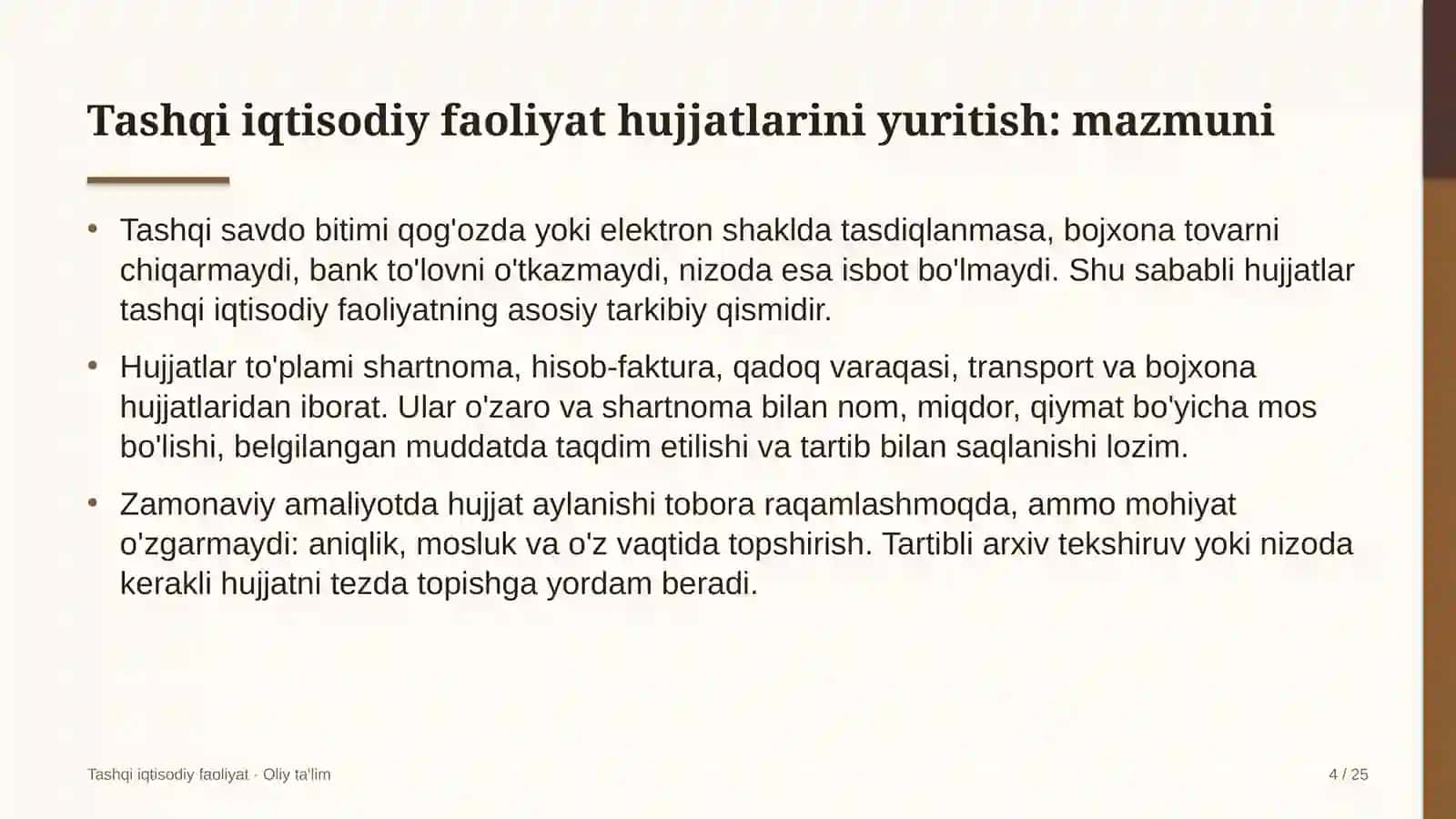 Elektr podstansiyalarida tashqi iqtisodiy faoliyat hujjatlarini yuritish 4