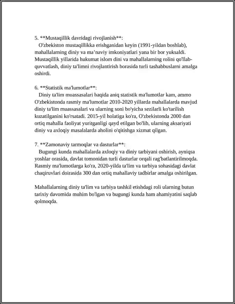 OZ-OZINI BOSHQARISH ORGANLARIDA (MAHALLA) DINIY TA`LIM VA TARBIYANI TASHKIL ETISHNING AHAMIYATI 4