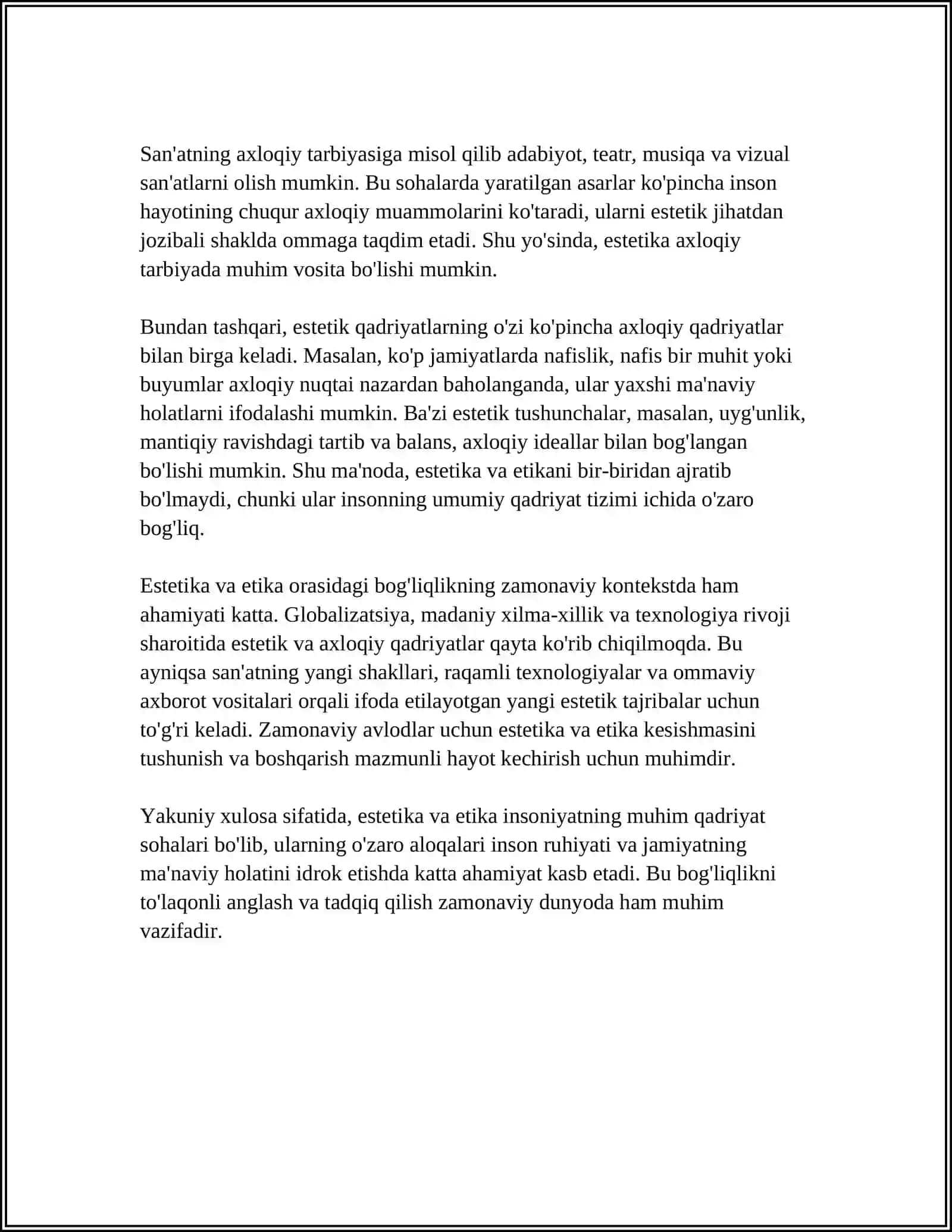AXLOQ FALSAFASI (ETIKA):NAFOSAT FALSAFASI (ESTETIKA) 4