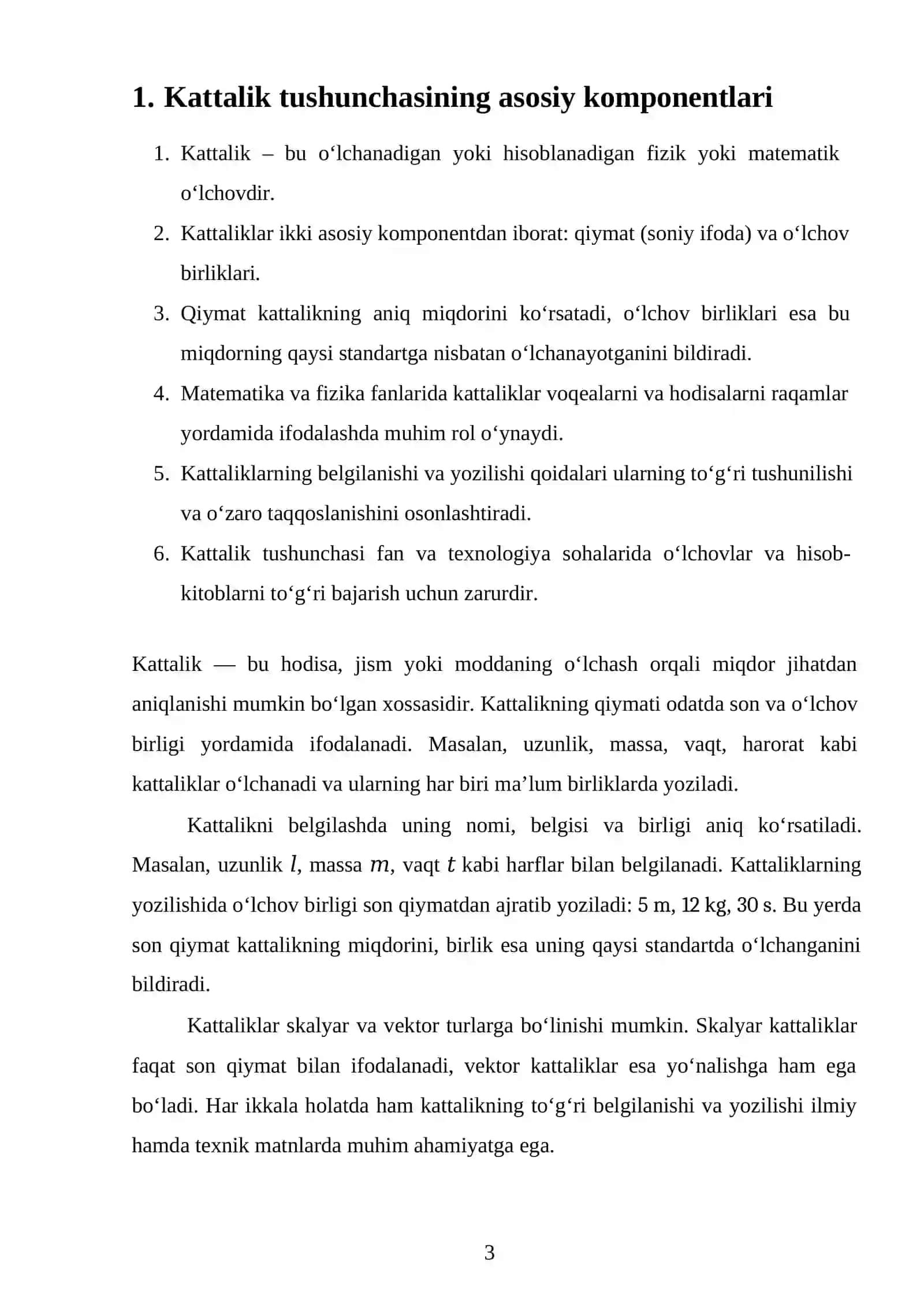 Kattaliklar va kattaliklarning ta'rifi. Ularning belgilash va yozish qoidalari 4