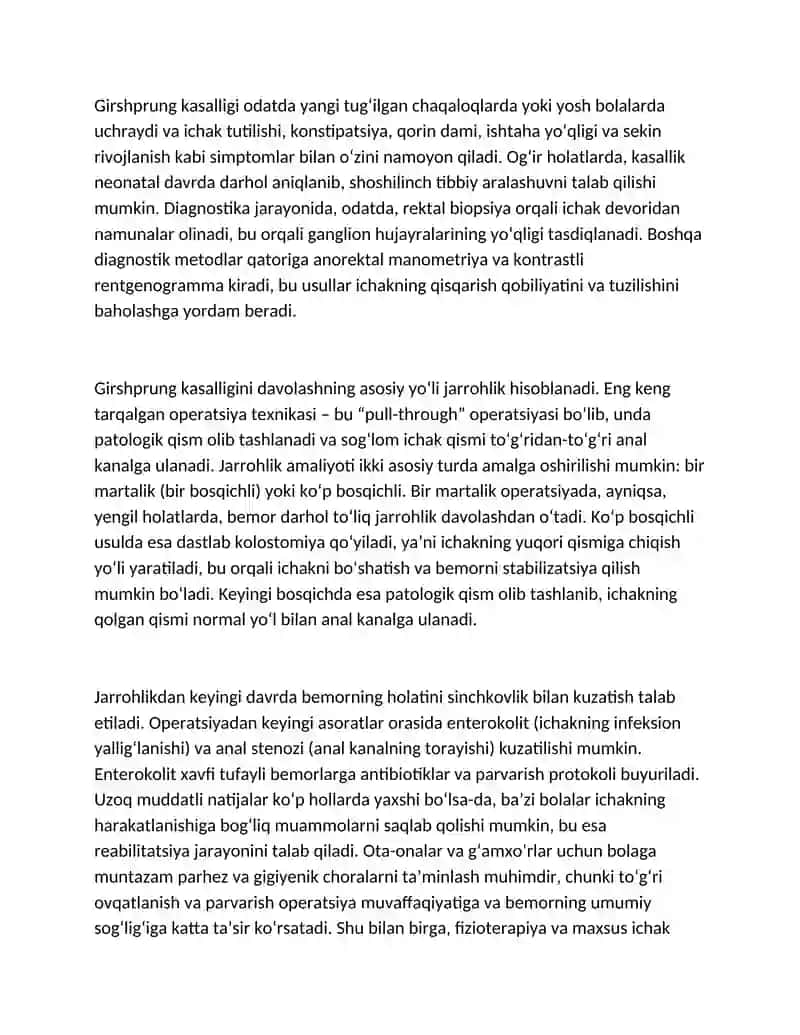 Mekkel divertikuli, Megakolon va Girshprung kasalligida operatsiyalar 4
