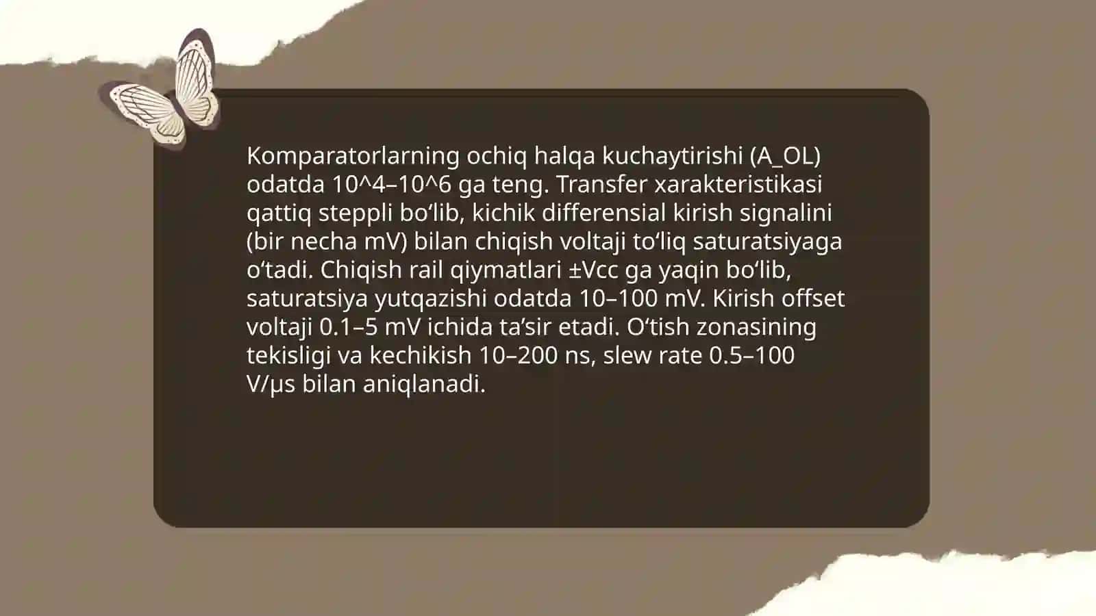 Komporatorlar va ularning ish xarakteristikasi 4