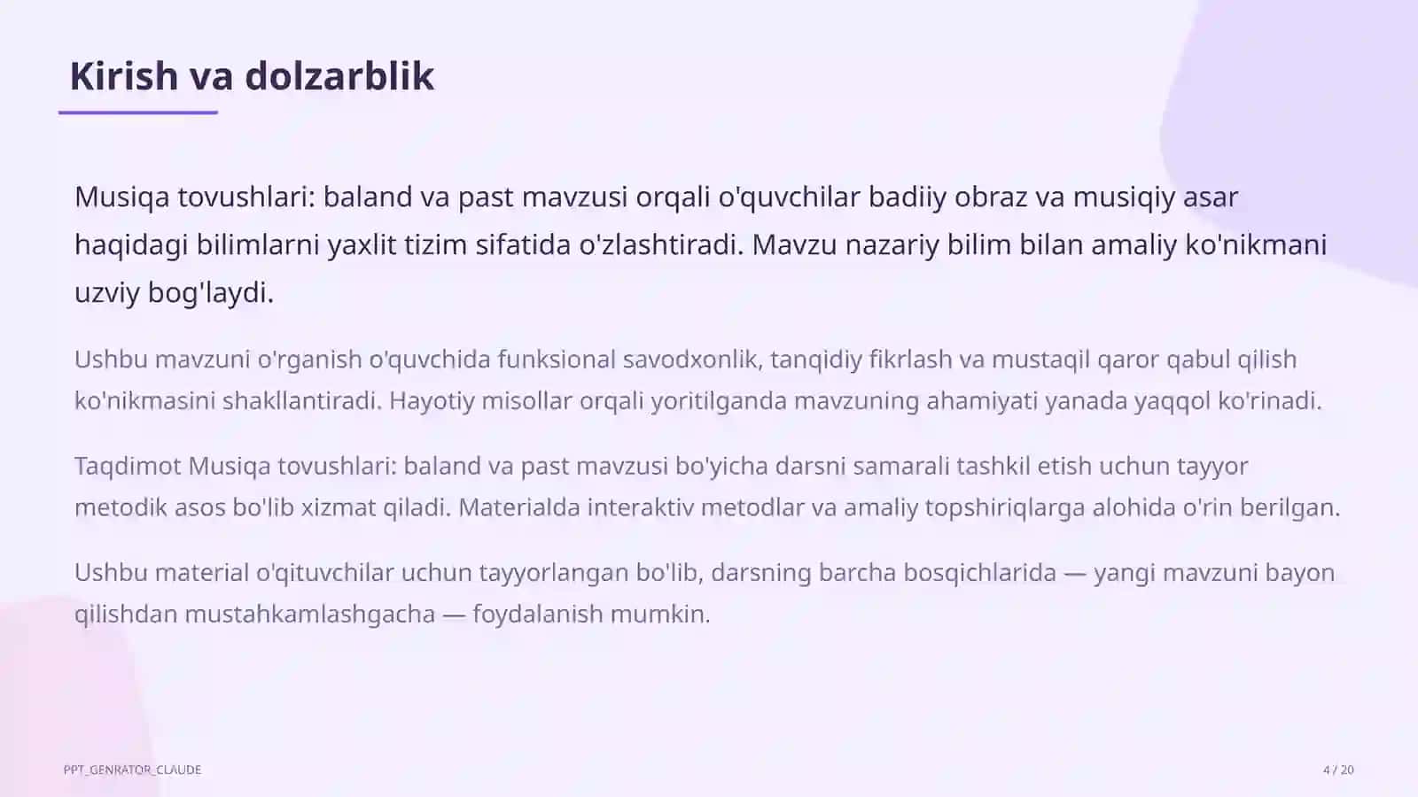 Musiqa tovushlari: baland va past (1-sinf) 4
