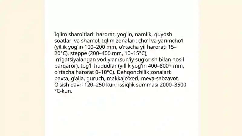 Sanoat va qishloq xo'jaligi geografiyasi fanining dehqonchilik tarmog'i 4