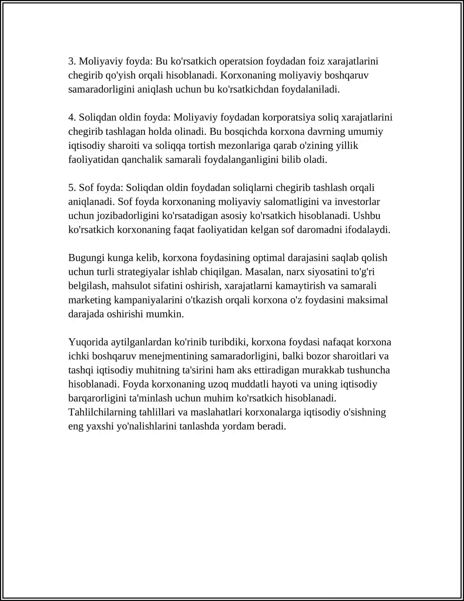 MAMLAKATNI MODERNIZATSIYALASH SHAROITIDA KORXONA FOYDASI VA UNI MAKSIMALLASHTIRISH YO'LLARI 4