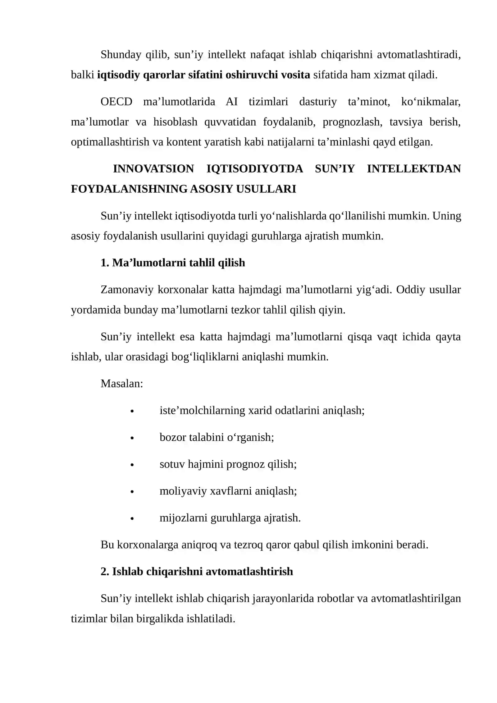 INNOVATSION IQTISODIYOTDA SUN'IY INTELLEKTDAN FOYDALANISH USULLARI 4
