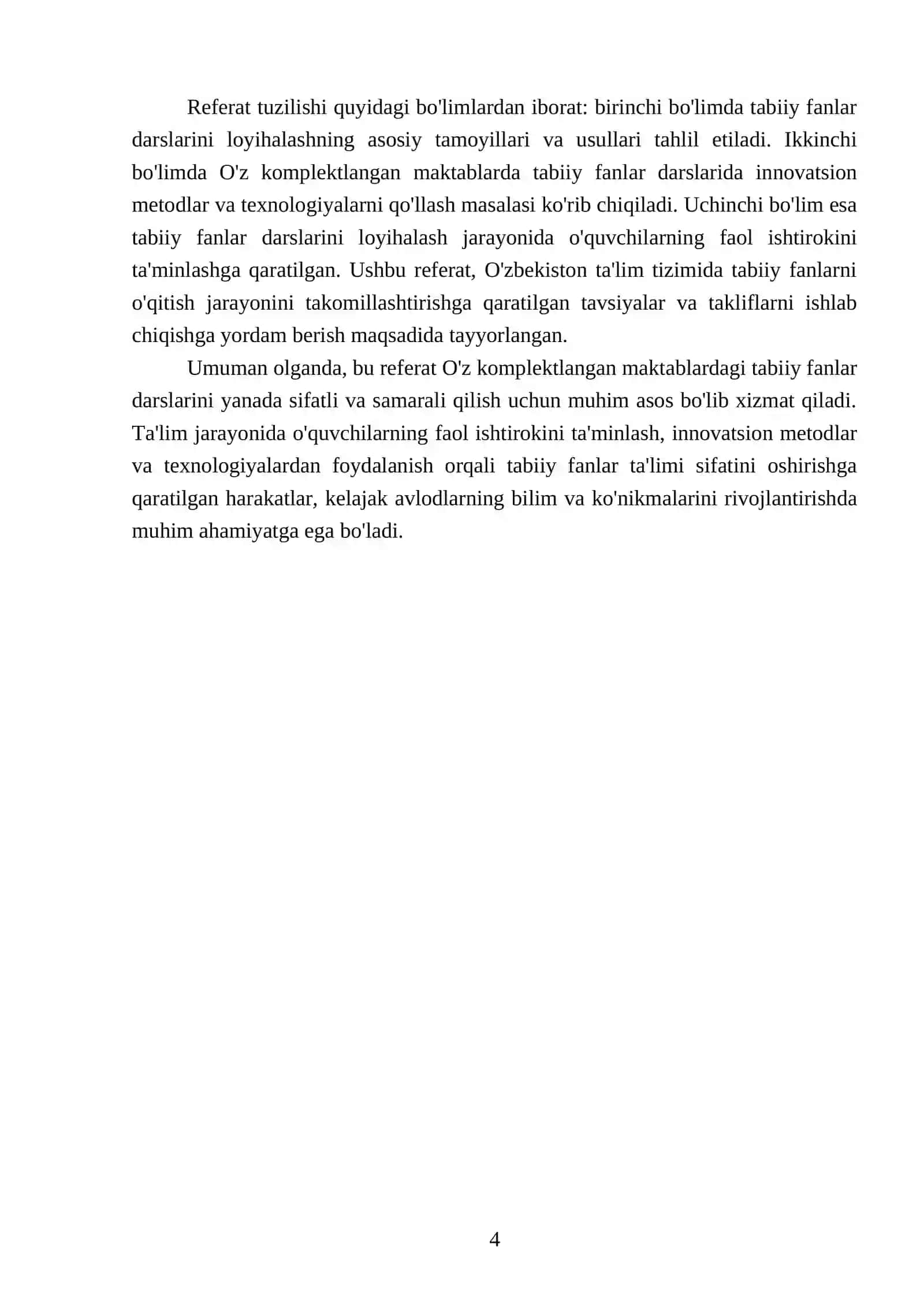 O'z komplektlangan maktablarda tabiiy fanlar darslarini loyihalash usullarini o‘rganish 4