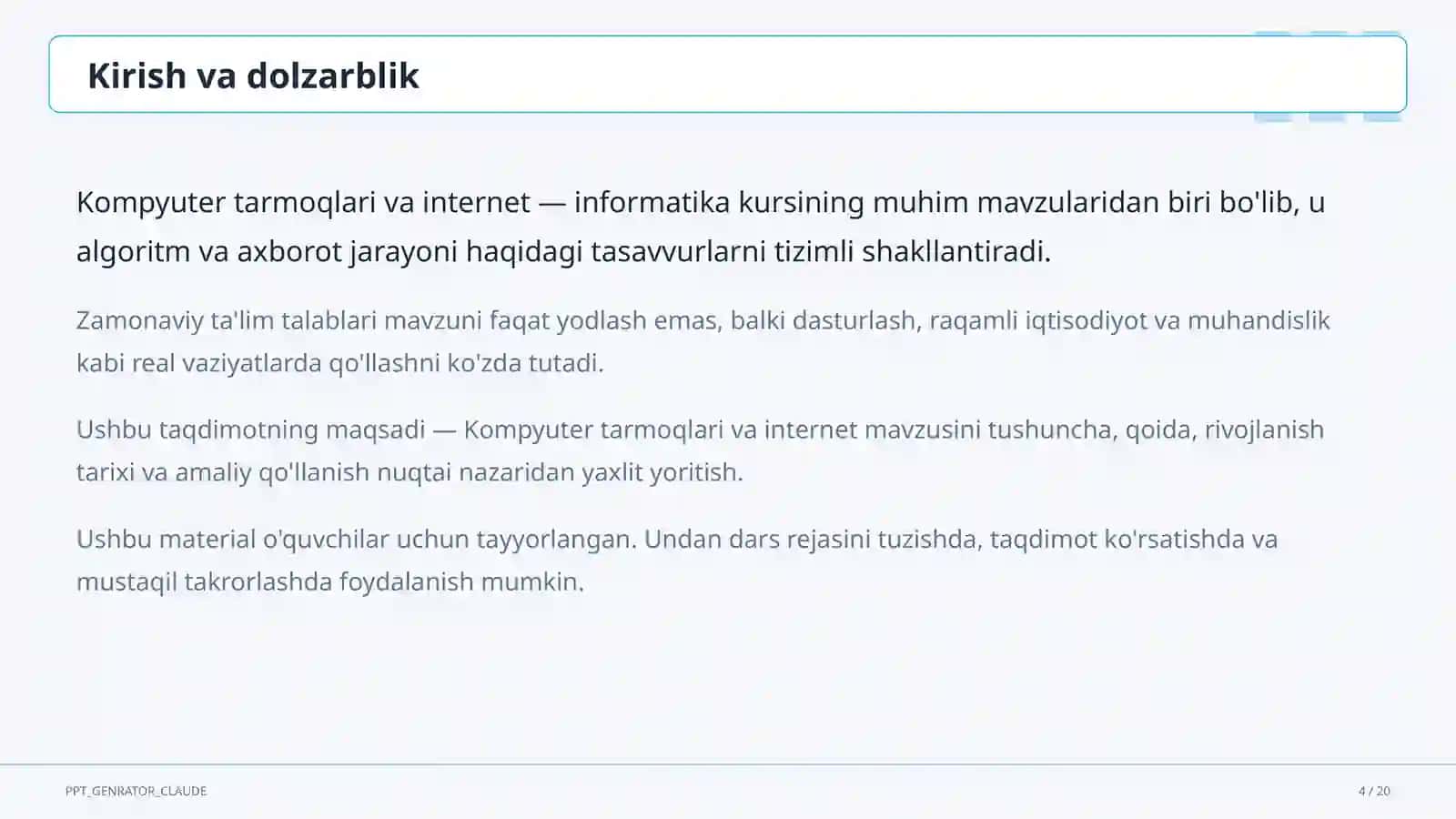 Kompyuter tarmoqlari va internet (9-sinf) 4
