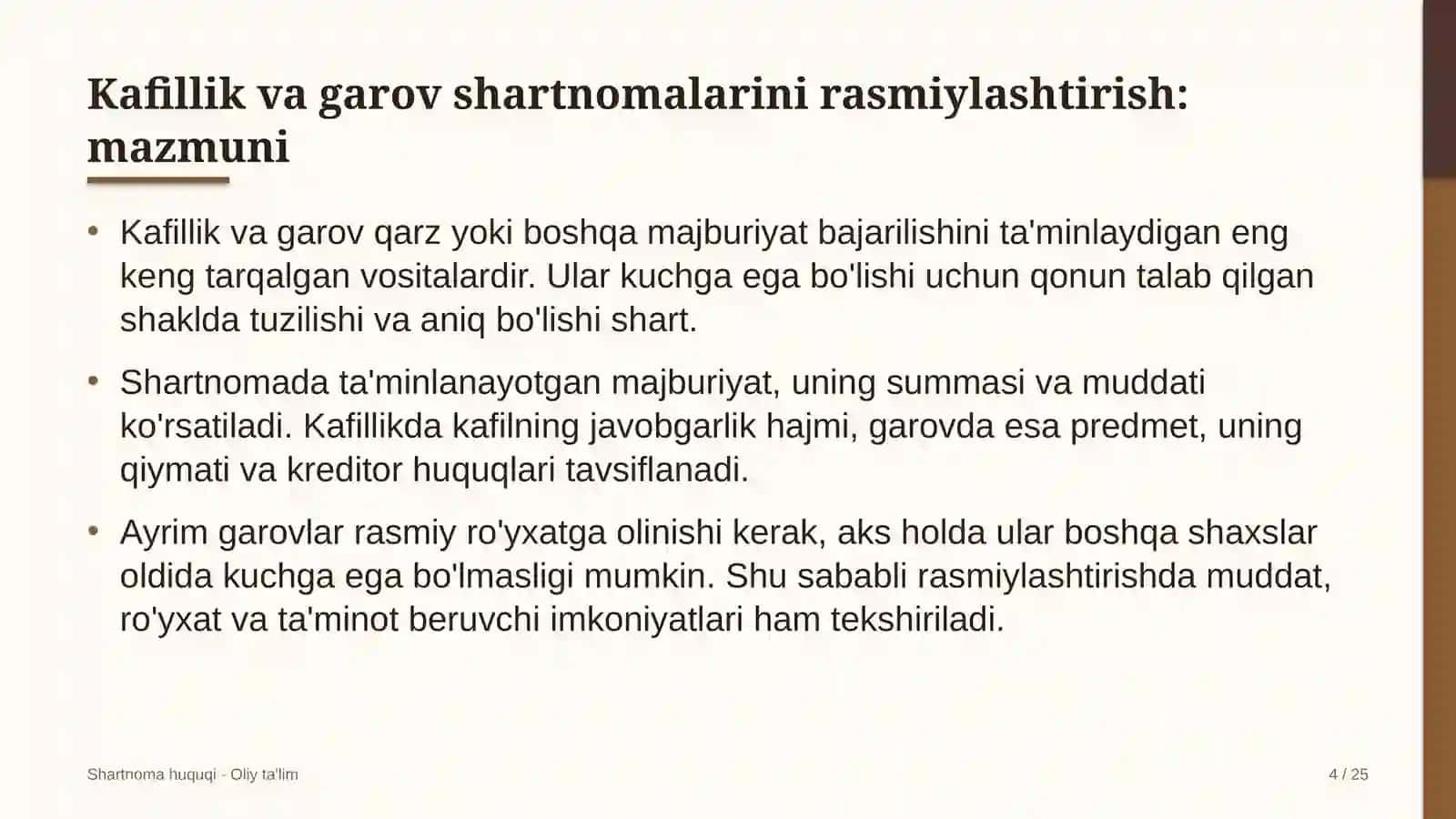 Shartnoma Huquqi · Oliy Ta'limg 4