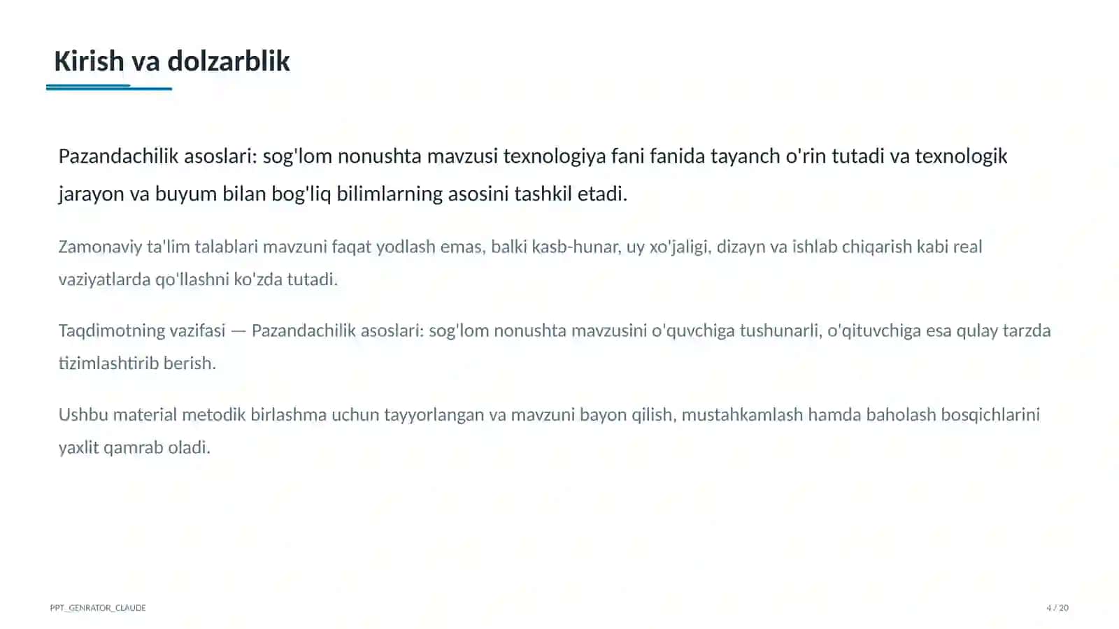 Pazandachilik asoslari: sog'lom nonushta (5-sinf) 4