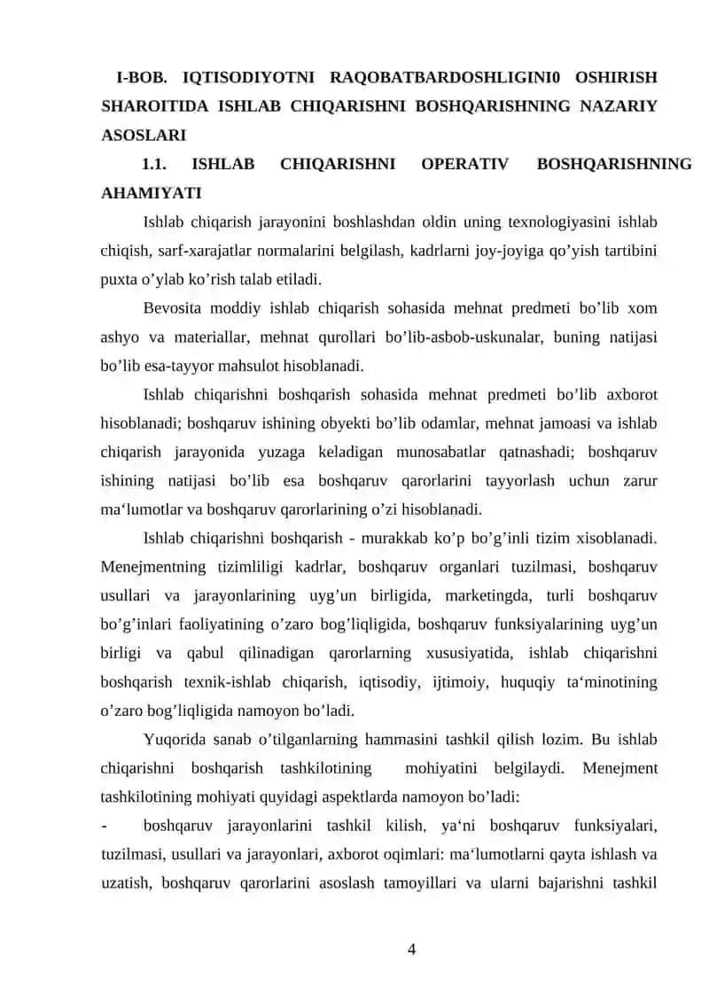 ISHLAB CHIQARISH VA AMALGA OSHIRISH METODOLOGIYASI VA TEXNOLOGIYASI MILLIY MINTAQAVIY SHAXAR DASTURLARI 4