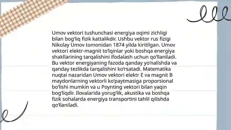 Toʻlqin energiyasi. Umov vektori 4