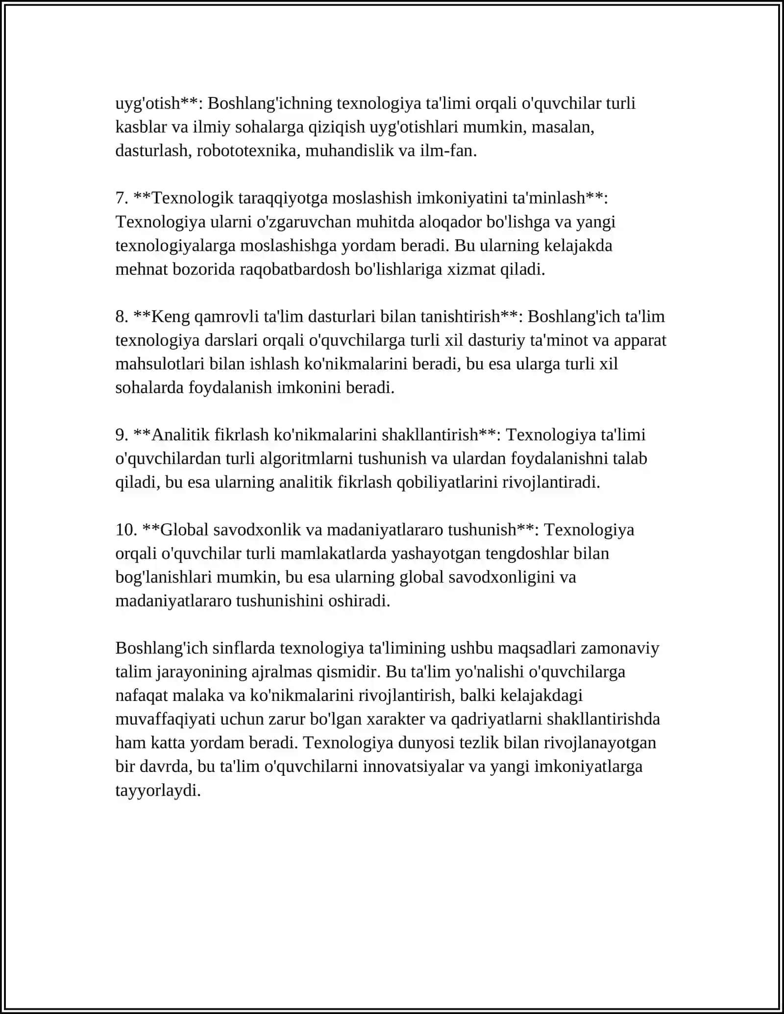 BOSHLANG'ICH SINFLARDA TEXNOLOGIYA TA'LIMINING MAZMUNI 4