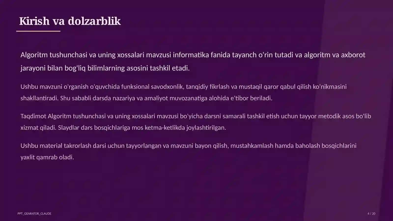 Algoritm tushunchasi va uning xossalari (6-sinf) 4