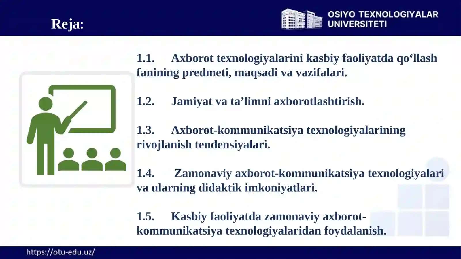 Axborot texnologiyalarini kasbiy faoliyatda qo‘llanilishi fanining predmeti 4