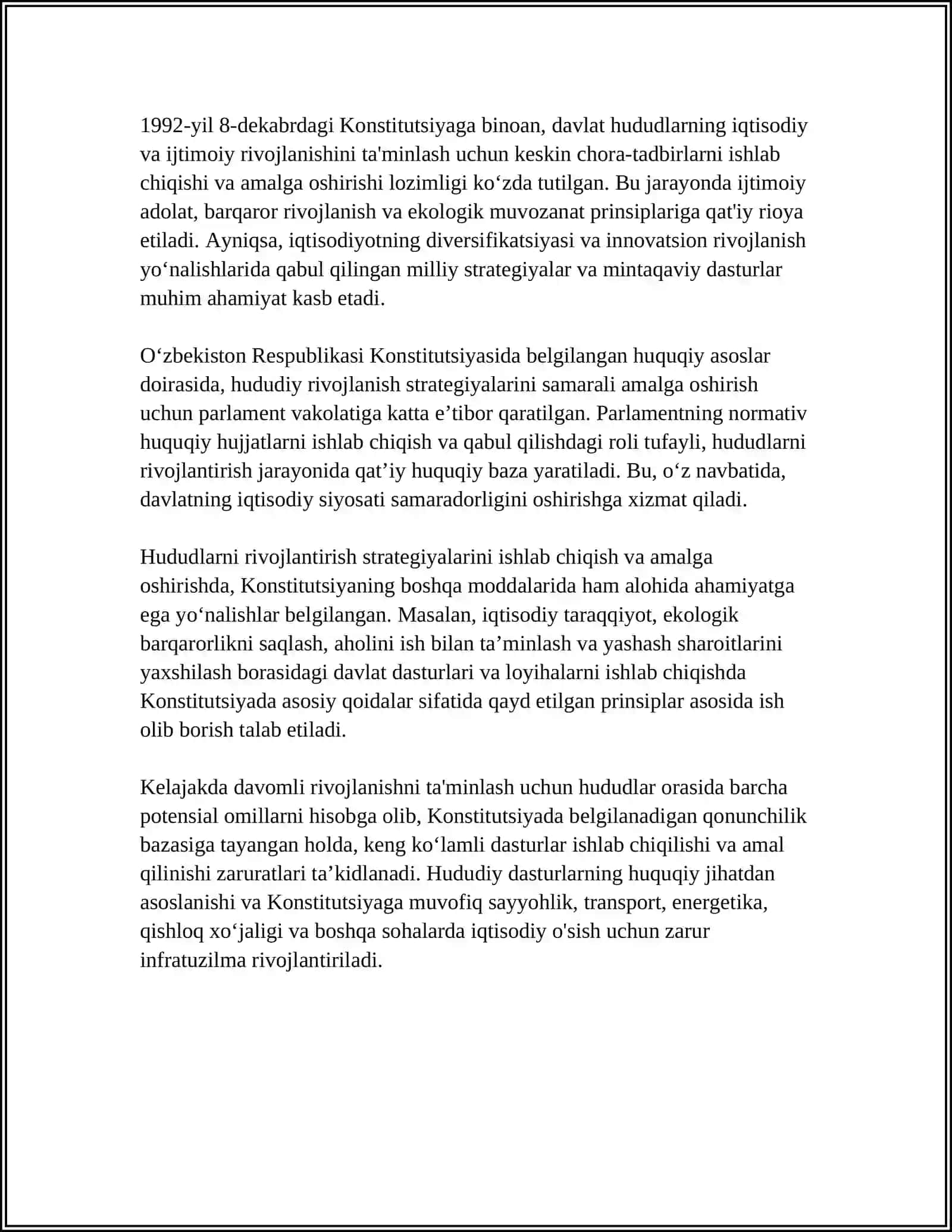 HUDUDLARNI RIVOJLANTIRISH STRATEGIYASINI ISHLAB CHIQISHNING QONUNIY ASOSLARI 4