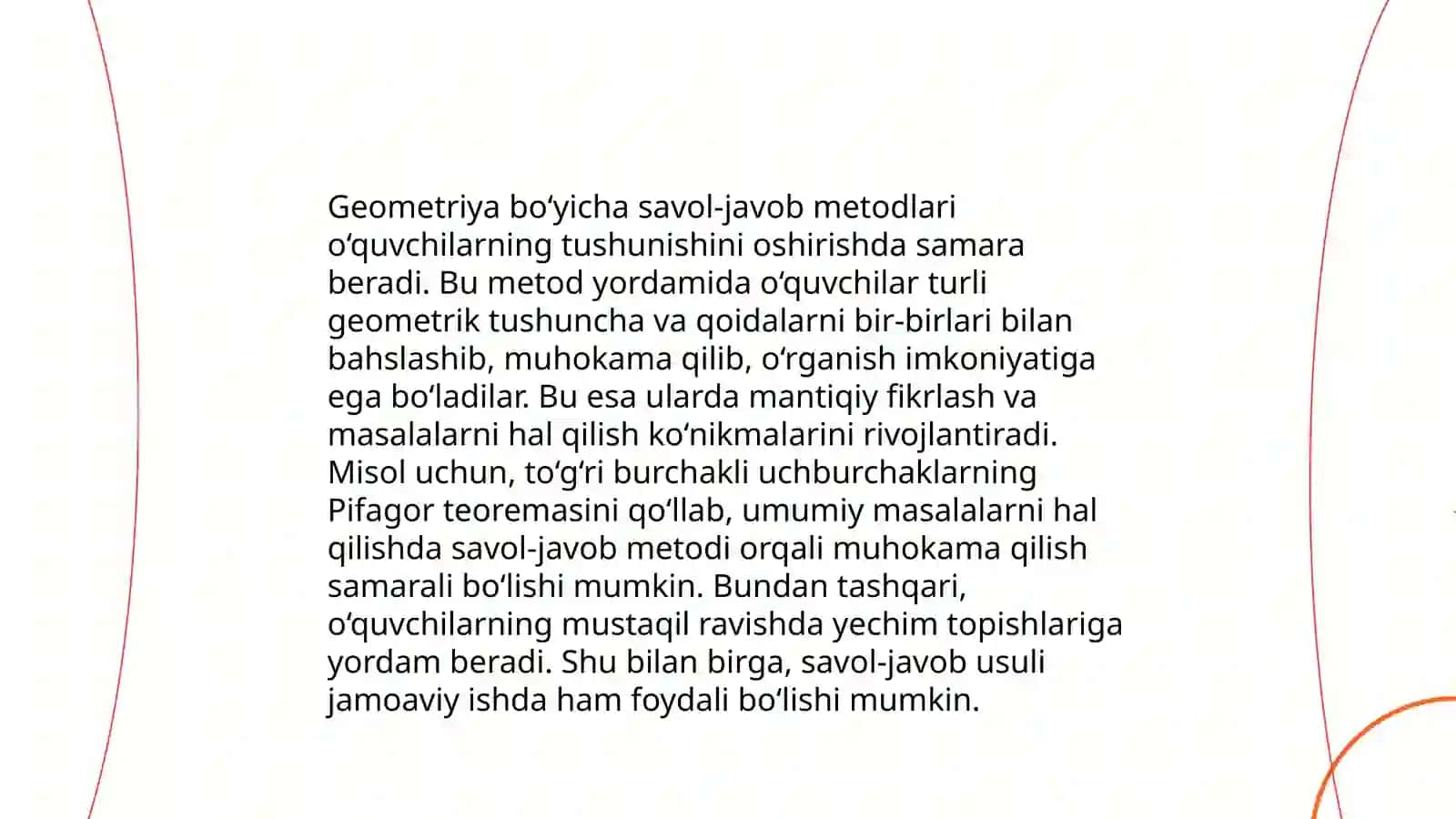 Geometriya mashg’ulotini kuzatish va tahlil qilish 4