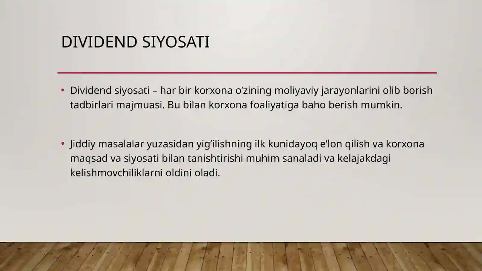 Dividend siyosati va ichki moliyalashtirish 4