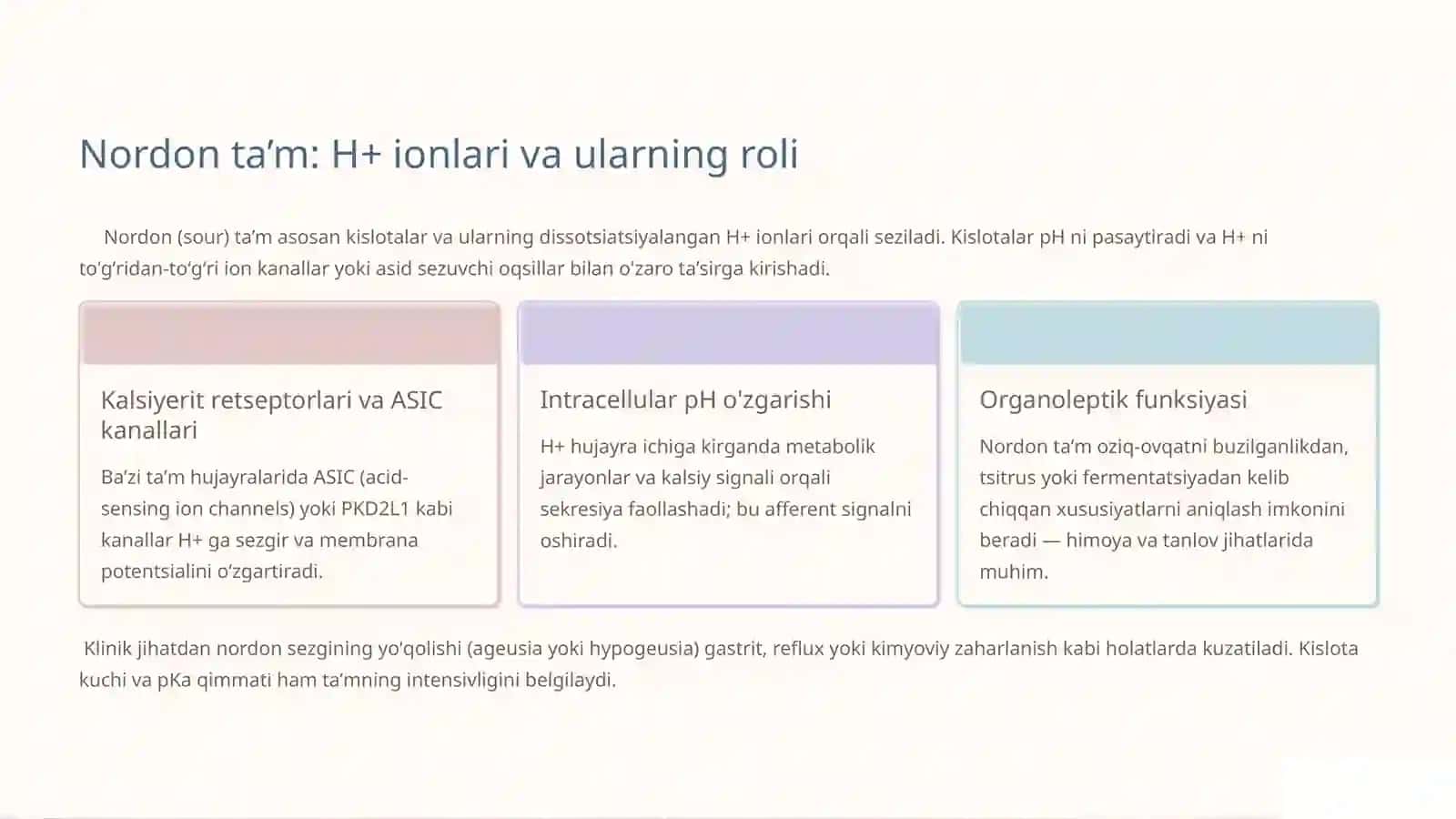 Ta’m bilishning biokimyoviy asoslari: Kirish 4