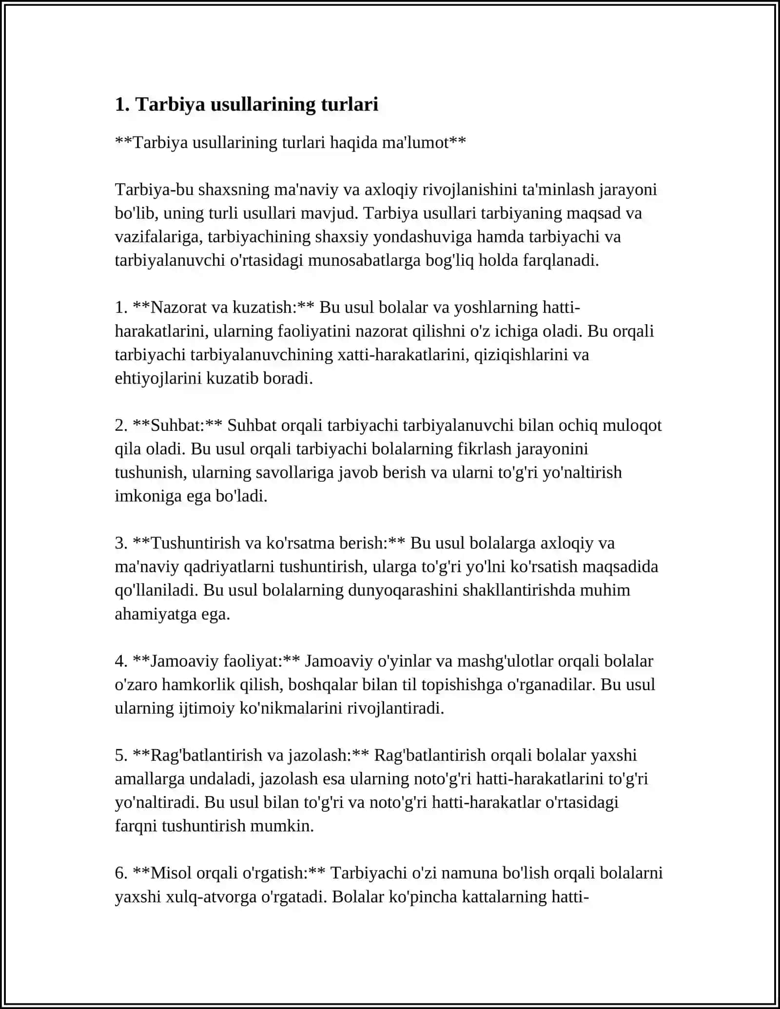 TARBIYA USULLARINING TURLARI 4