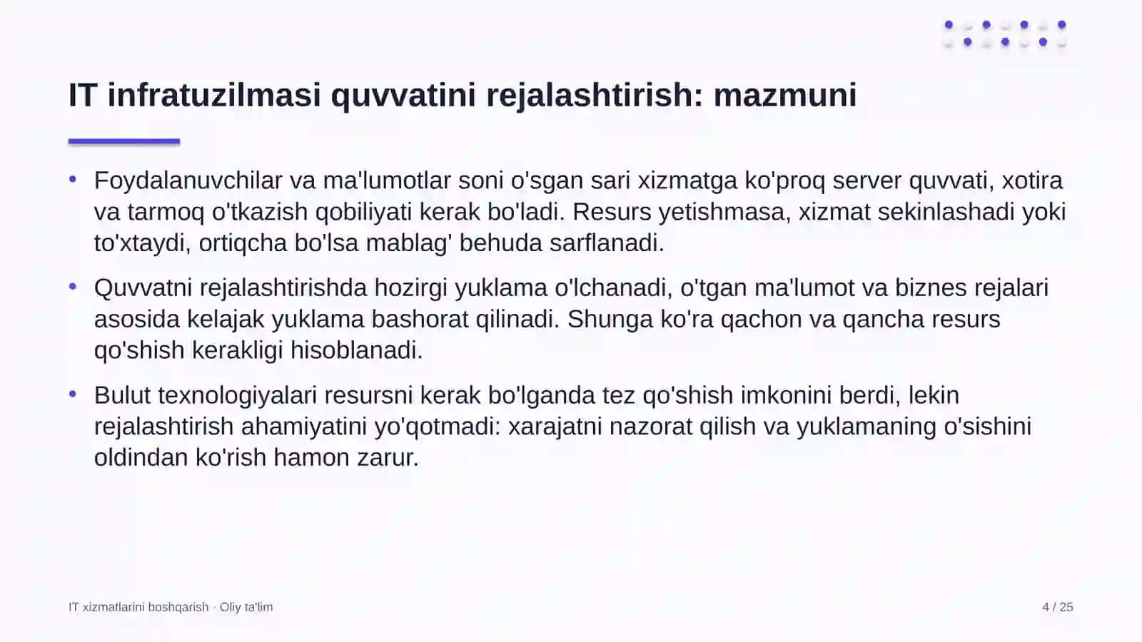ovchilik xo'jaliklarida axborot texnologiyalari infratuzilmasi quvvatini rejalashtirish 2813 4