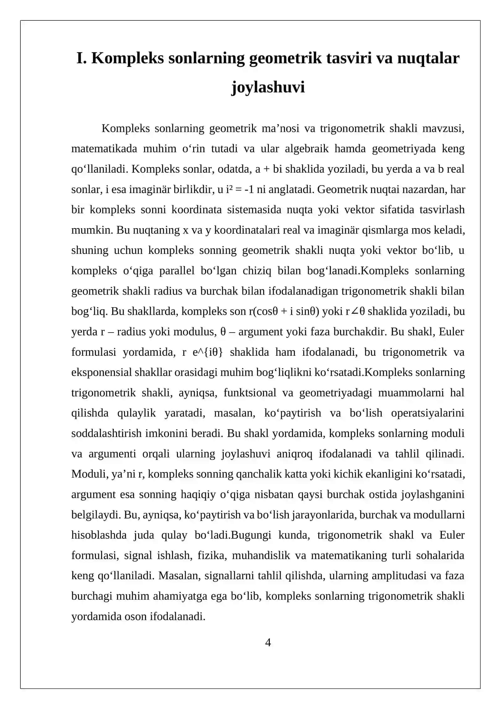 Kompleks sonlarning geometrik maʼnosi va trigonometrik shakli 4