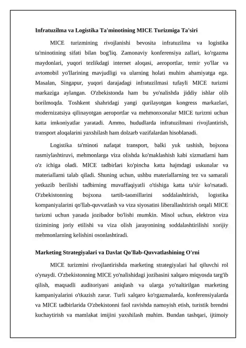 MICE turizimini rivojlantirish omillari 4