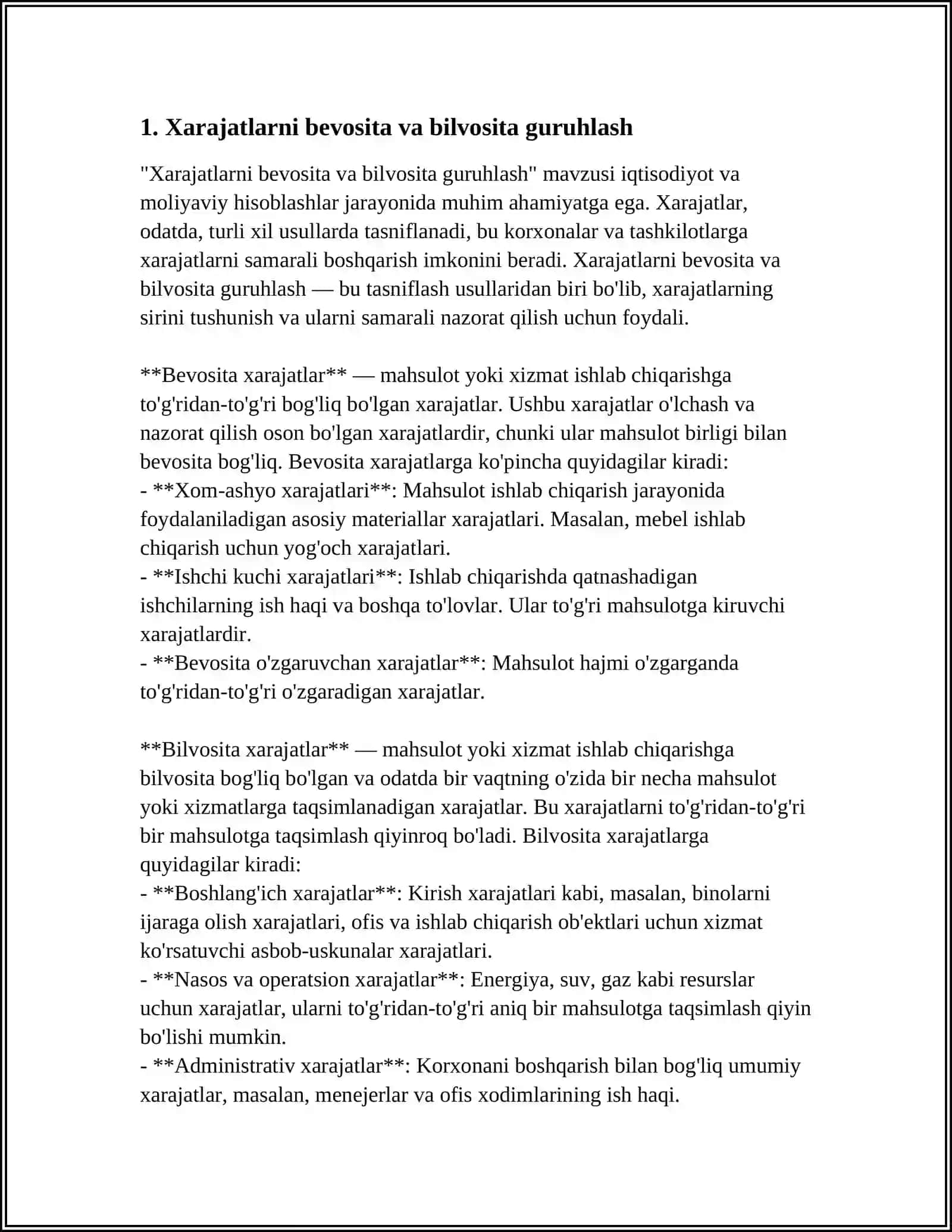 BOSHQARUV HISOBINI QULAY TASHKIL ETISH MAQSADIDA XARAJATLARNI GURUHLASHTIRISH 4