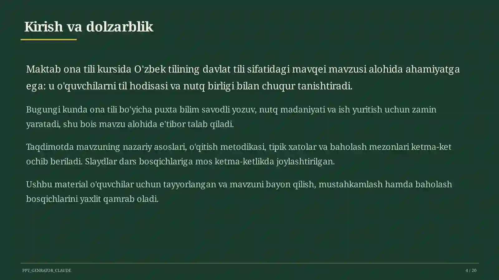 O'zbek tilining davlat tili sifatidagi mavqei (11-sinf) 4