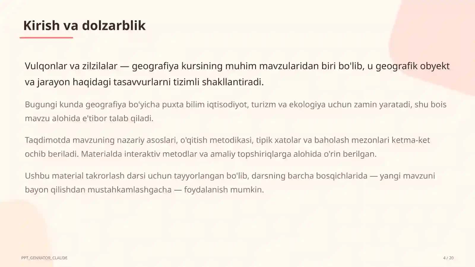 Vulqonlar va zilzilalar (5-sinf) 4