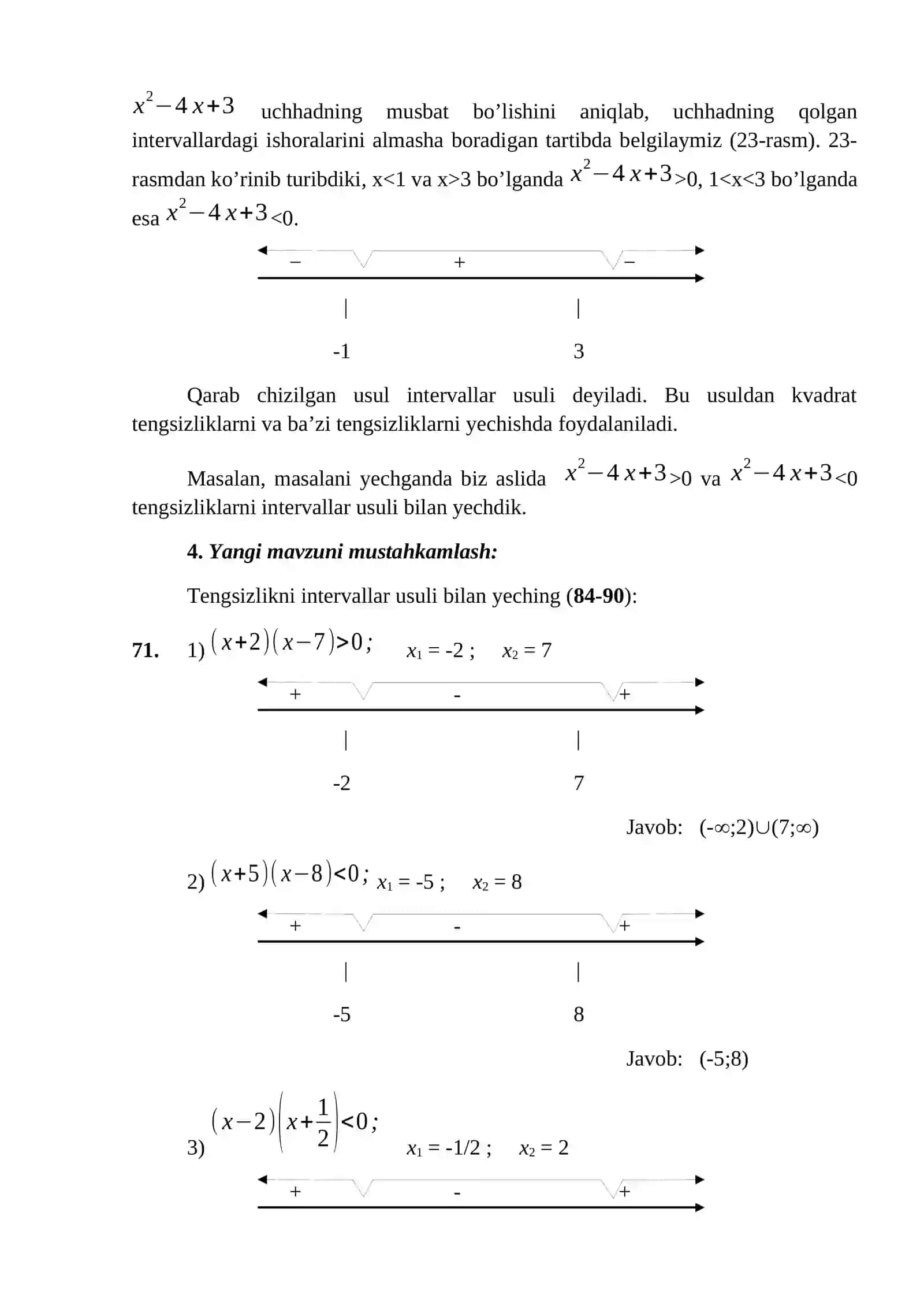 Matematika fanida INTERVALLAR USULI 4