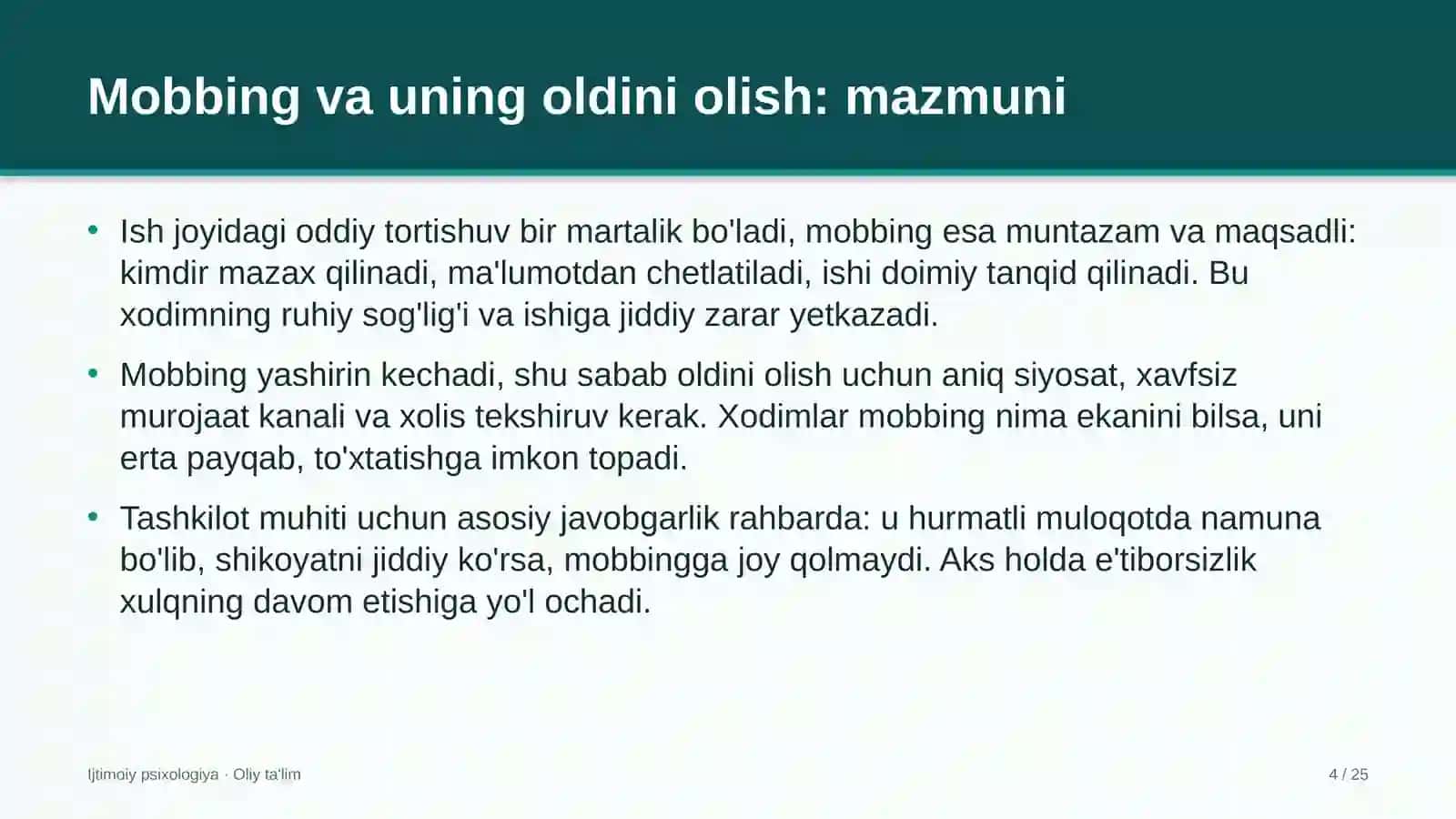 Korrupsiyaga qarshi kurashish organlarida mobbing va uning oldini olish 4