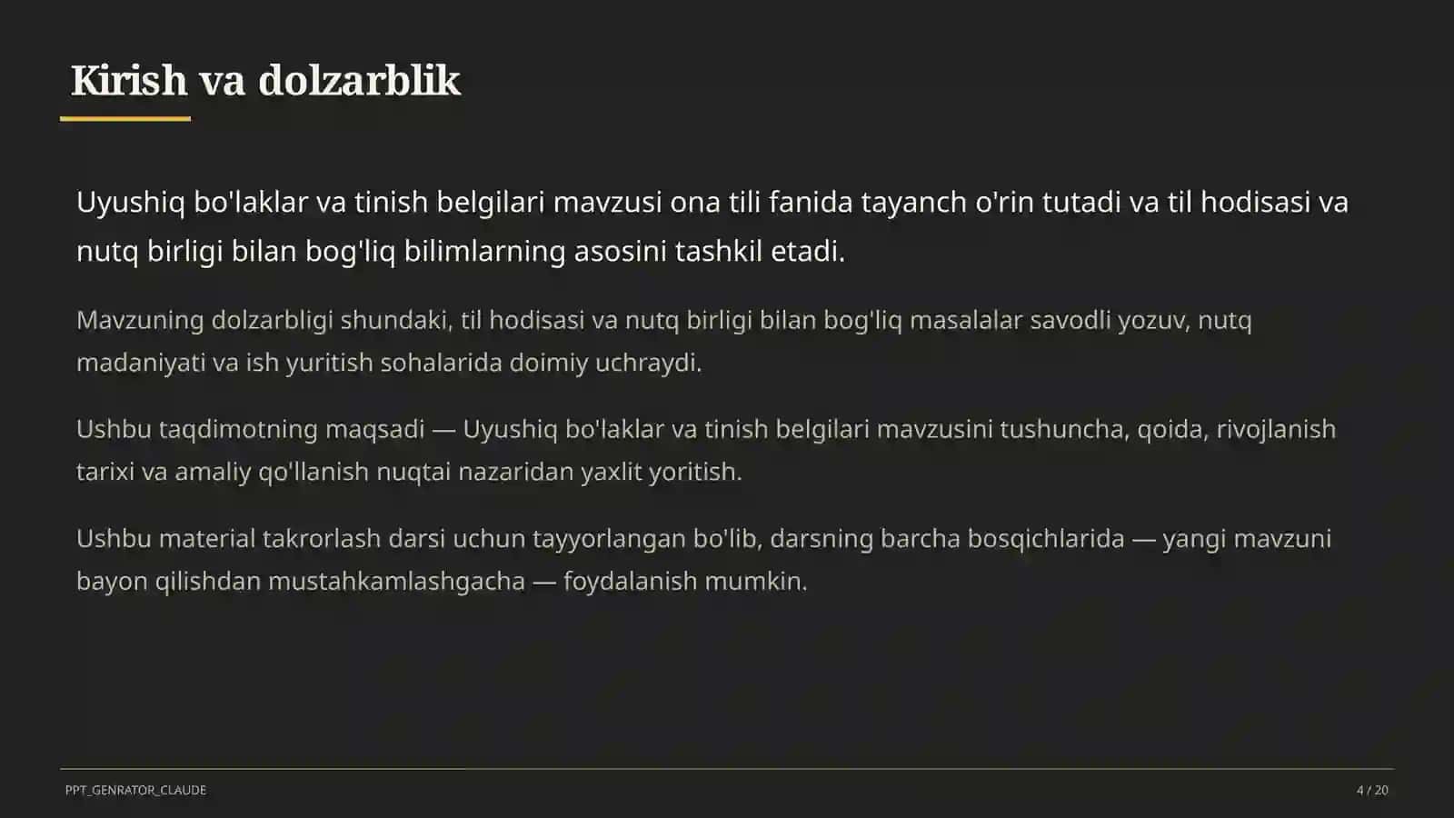Uyushiq bo'laklar va tinish belgilari (8-sinf) 4