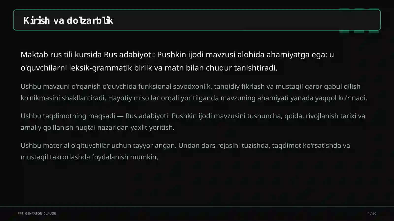Rus adabiyoti: Pushkin ijodi (9-sinf) 4