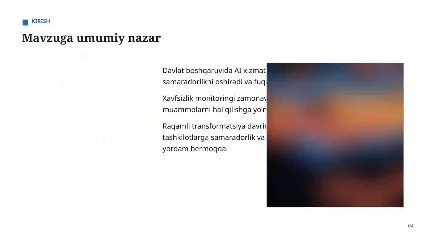 Xavfsizlik monitoringi (AI davlat boshqaruvida) 4