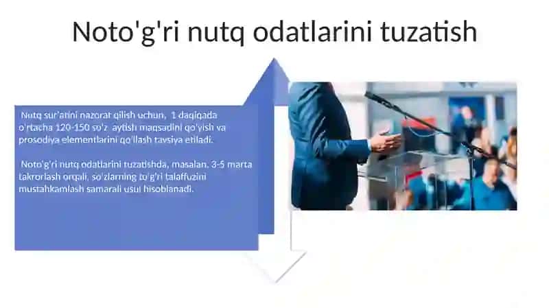 Pedagogik texnika xususiyatlari. Nutq texnikasi va notiqlik madaniyati 4