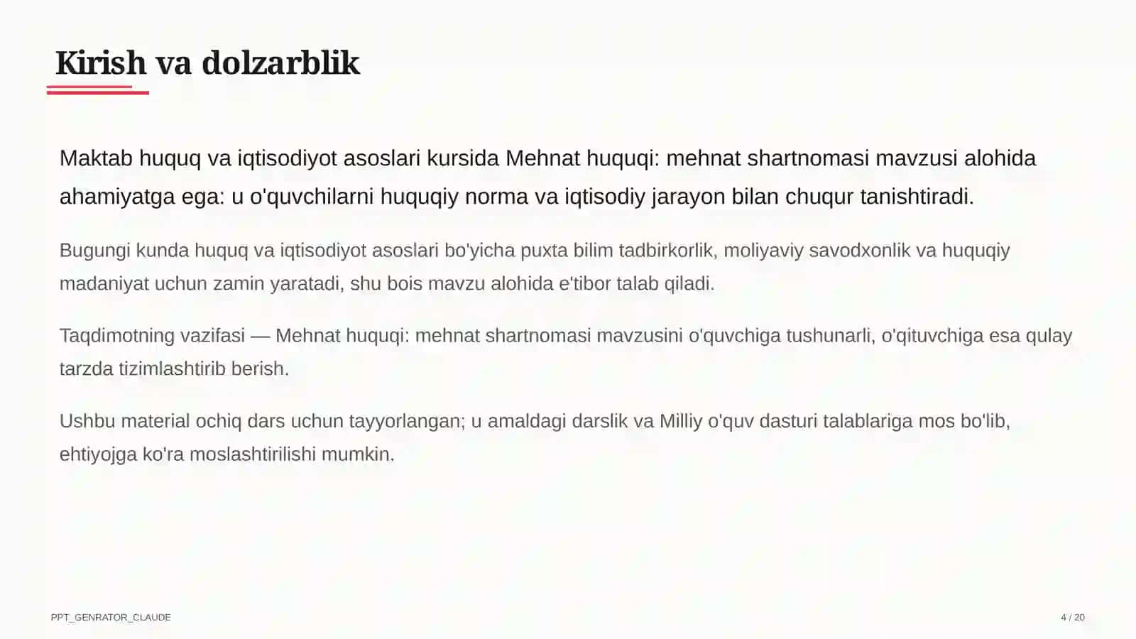 Mehnat huquqi: mehnat shartnomasi (9-sinf) 4