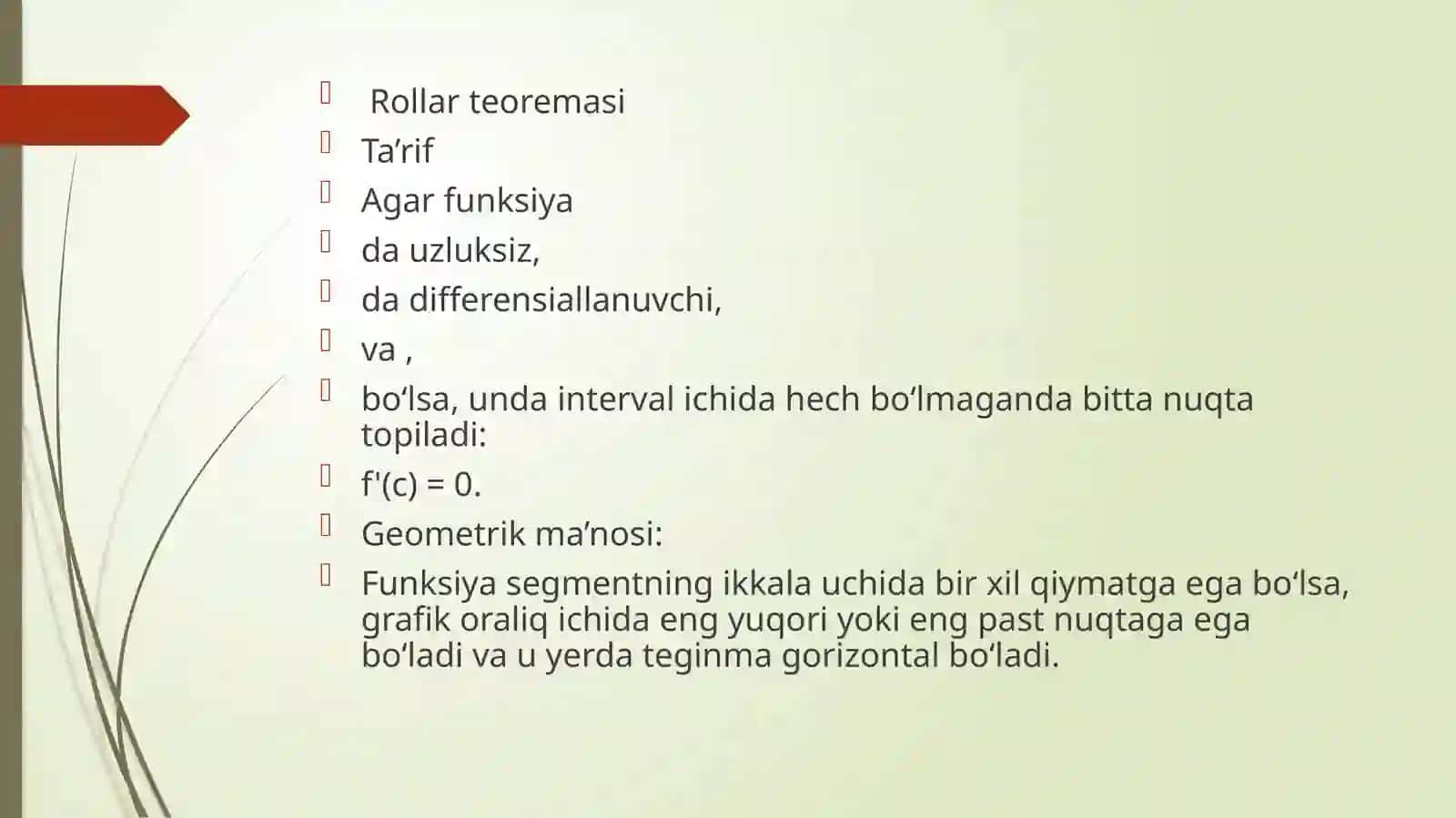 DIFFERENSIAL HISOBNING TEOREMALARI 4