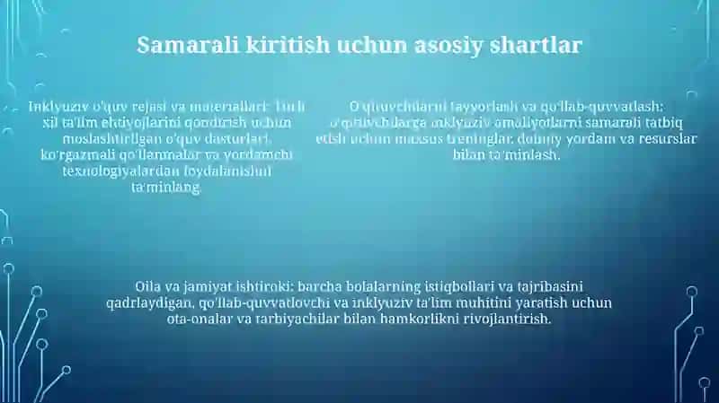 Imkoniyati Cheklangan Bolalarni Samarali Inklyuziv Ta'Lim Olishning Asosiy Shartlari 4