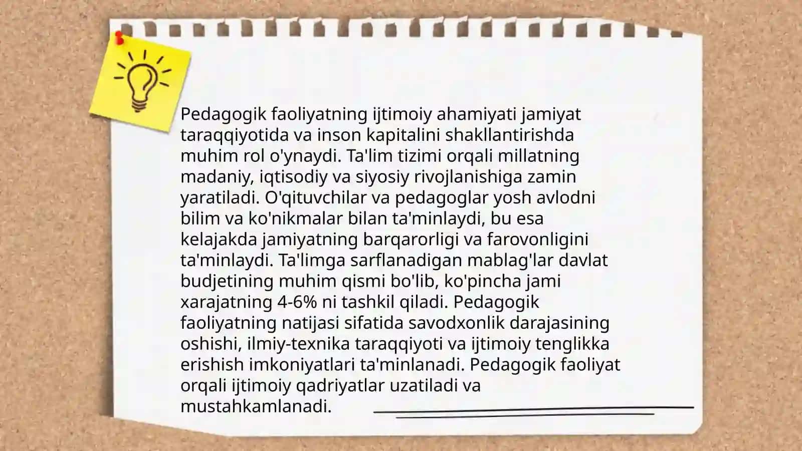 Pedagog faoliyatini jamiyati taraqqiyotidagi oʻrni 4