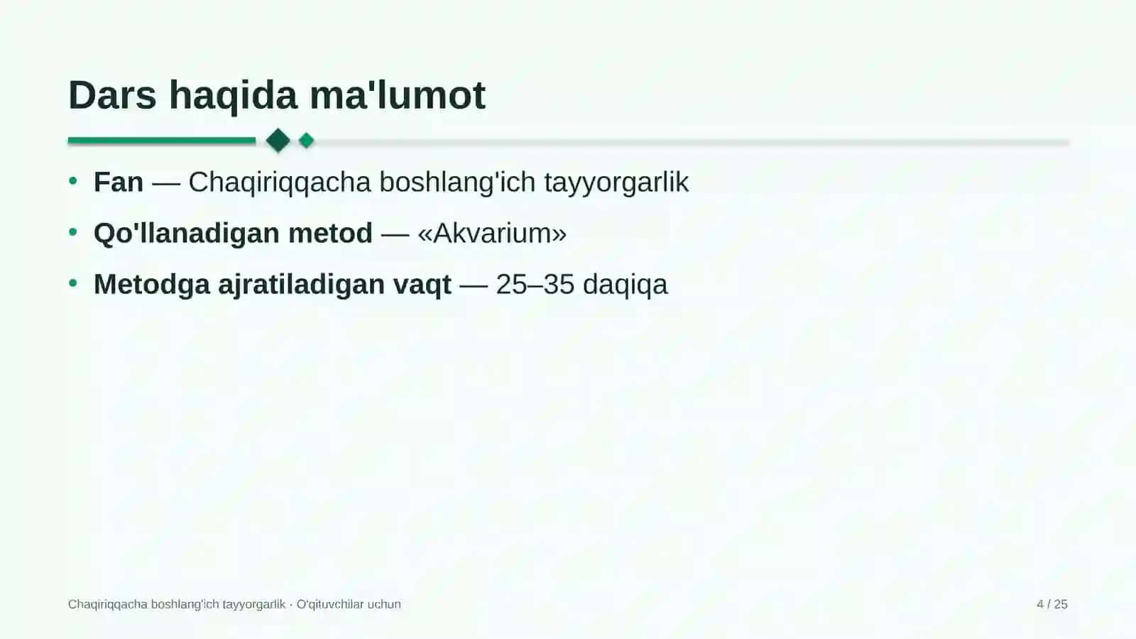 chaqiriqqacha boshlang'ich tayyorgarlik darslarida akvarium metodidan foydalanish 9576 4