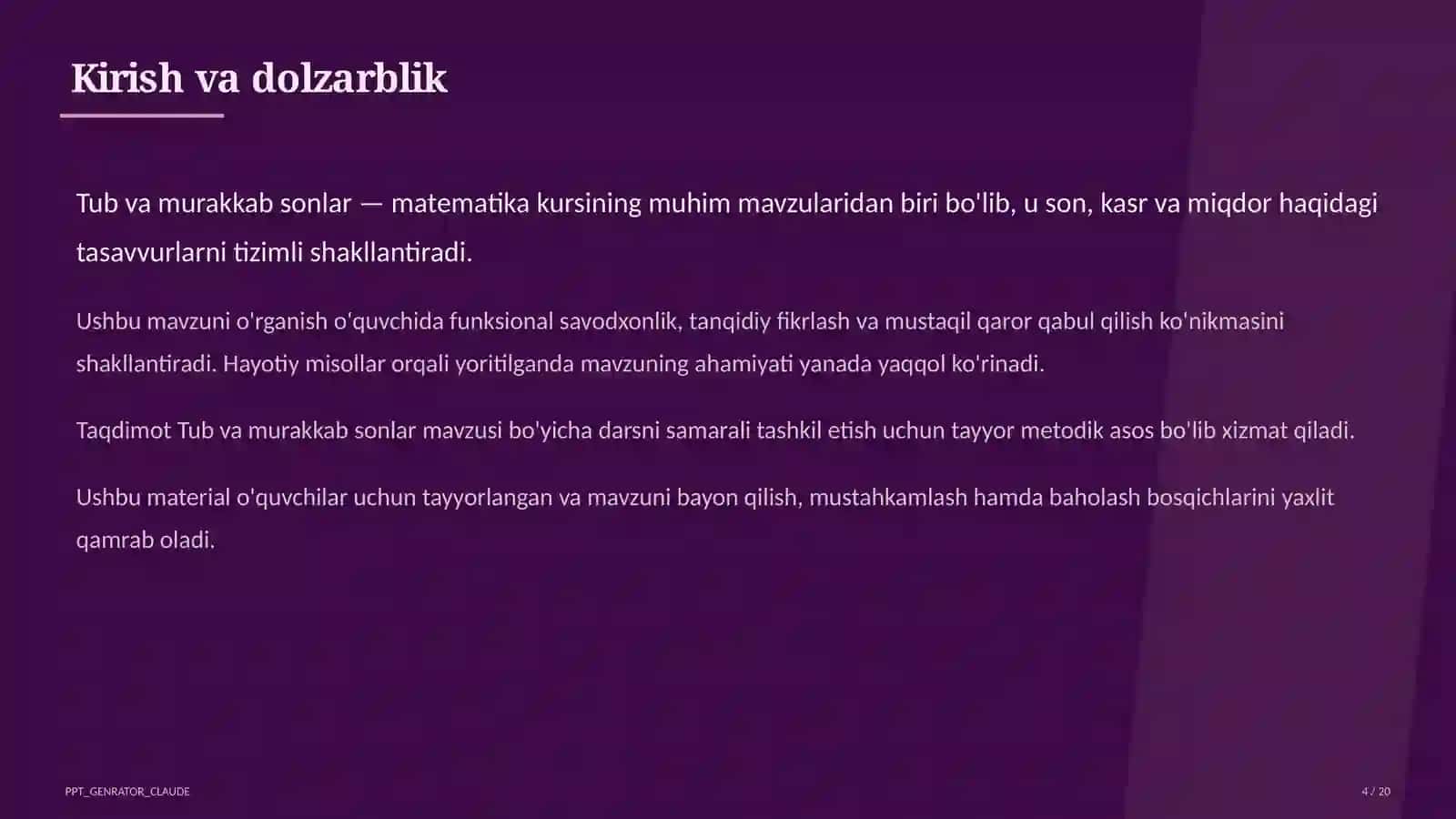 Tub va murakkab sonlar (5-sinf) 4