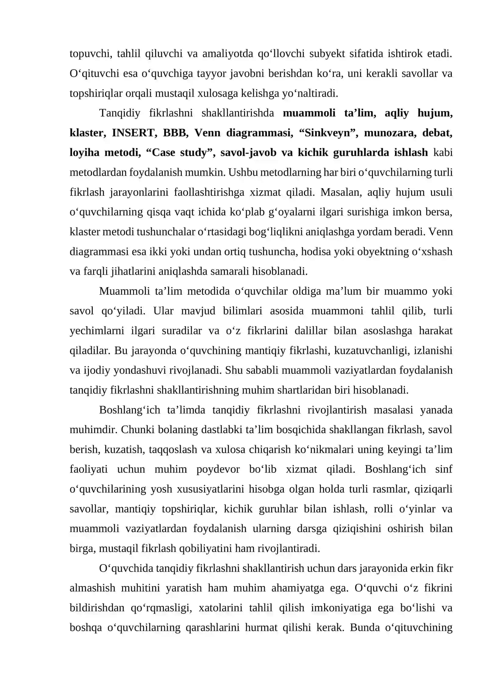 Tanqidiy fikrlashni rivojlantirish metodlari 4