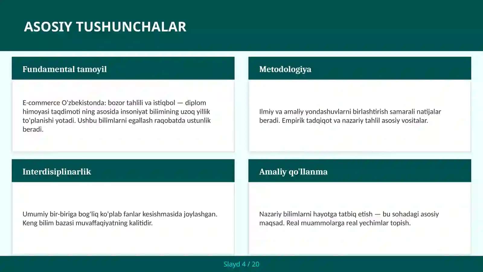 E-commerce O'zbekistonda: bozor tahlili va istiqbol — diplom himoyasi taqdimoti 4