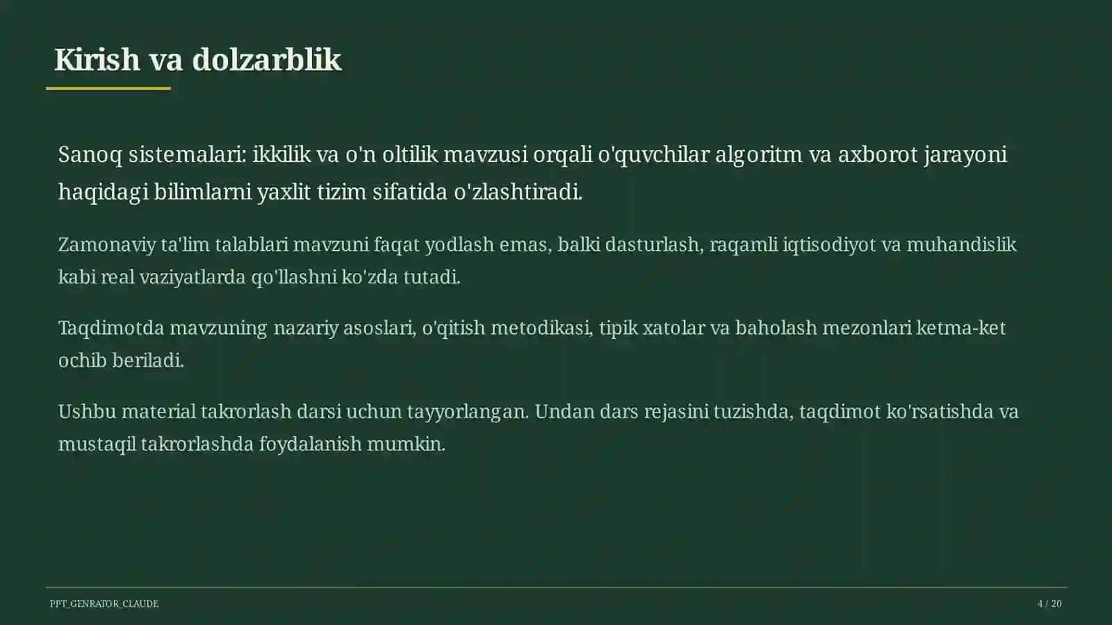 Sanoq sistemalari: ikkilik va o'n oltilik (7-sinf) 4