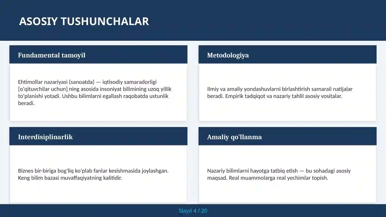 Ehtimollar nazariyasi (sanoatda) — iqtisodiy samaradorligi [o'qituvchilar uchun] 4