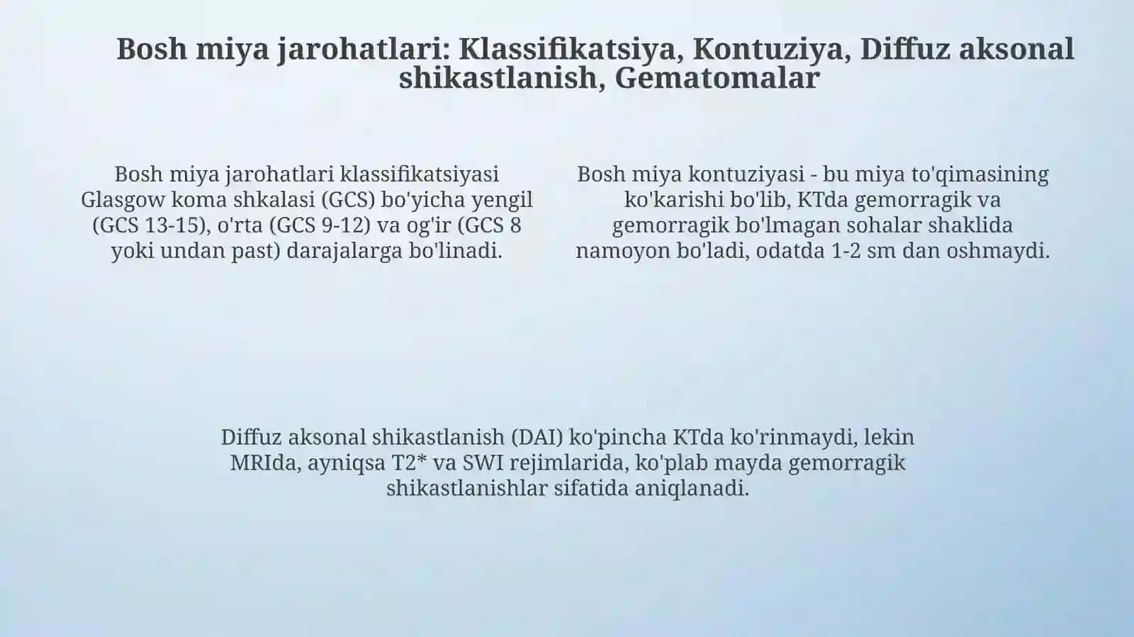 Shoshilinch holatlarni nurltashxisi va umurta po'g'onasi travmasi 4