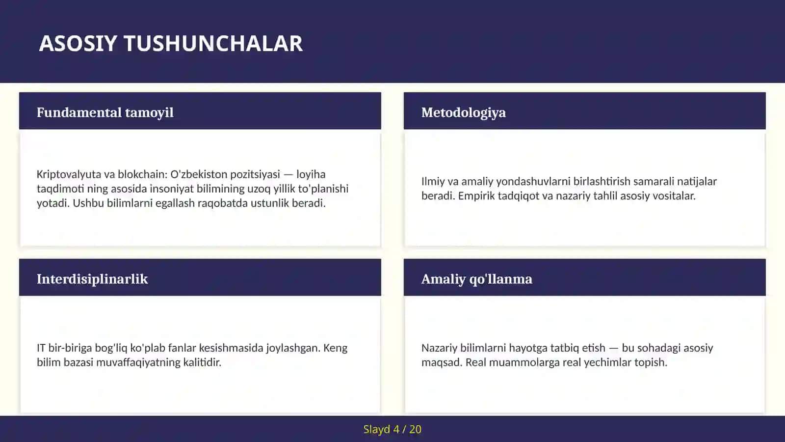 Kriptovalyuta va blokchain: O'zbekiston pozitsiyasi — loyiha taqdimoti 4